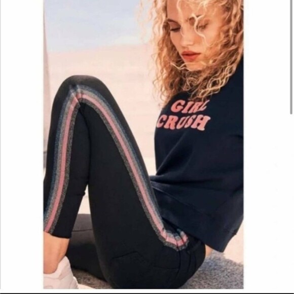 Mother High Waist Looker Ankle Fray Guilty Glitter Racer Skinny Jeans Black - Picture 4 of 13